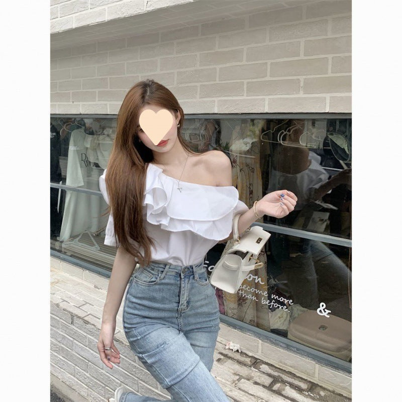 Women's Elegant Chiffon Top Short Sleeve Solid Colors S-2XL