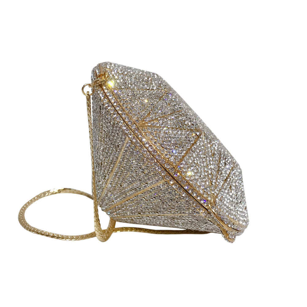Sac de Dîner en Cristal en Forme de Diamant 3D avec Surface Taille Gemme
