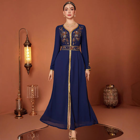 Moyen-Orient Arabie Saoudite DUBAÏ Vêtements turcs Robe bleue