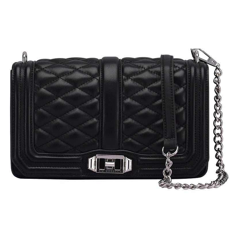 Women's Rhombic Chain Shoulder Bag Crossbody Plaid Cowhide
