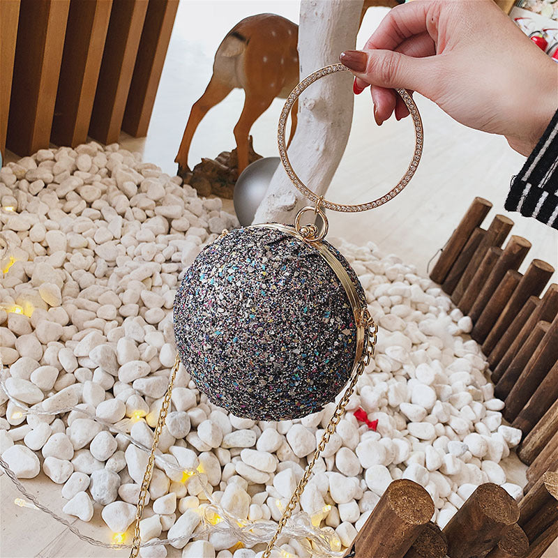 Round Ball Chain PU Messenger Bag for Women