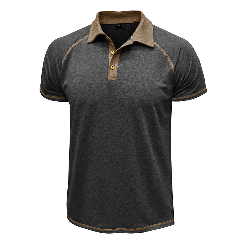 Men's Short-Sleeve Lapel Polo T-Shirt Polyester Fiber
