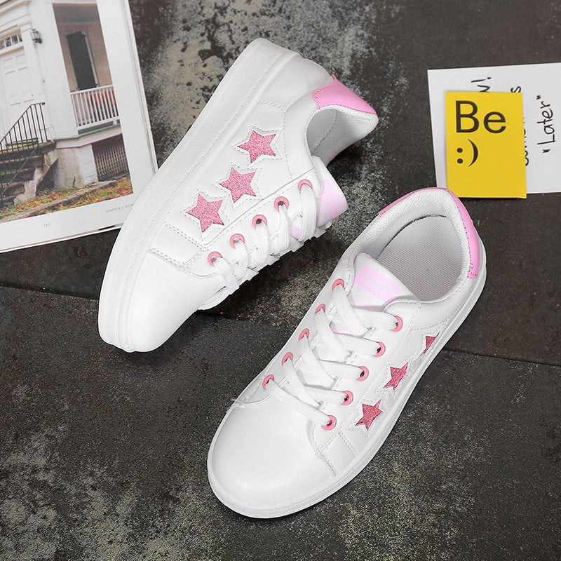 Five-pointed star lace color matching white shoes