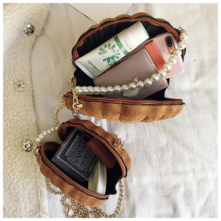 Stylish Women's PU Pearl Shell Single Shoulder Bag with Zipper