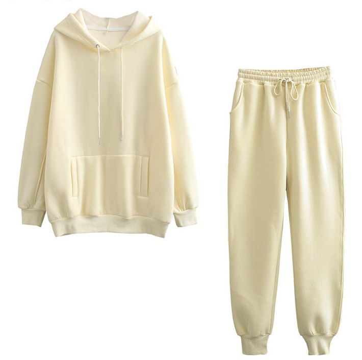 Two-Piece Casual Fleece Sweater and Straight Pants Set in Multiple Colors, Sizes S-XL