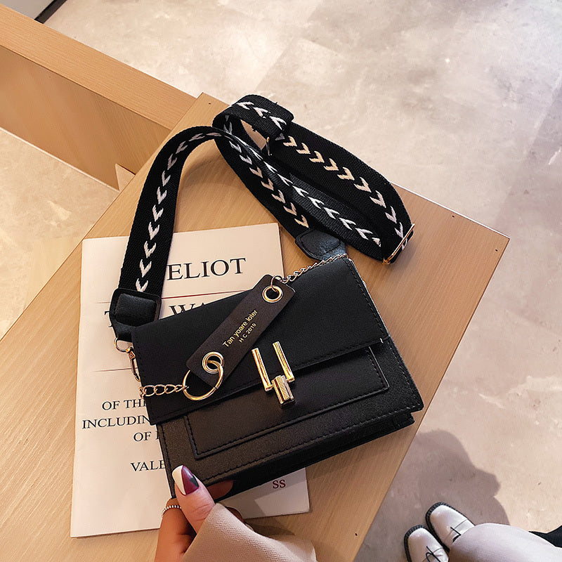 Textured PU Crossbody Bag Small Square Cover Closure