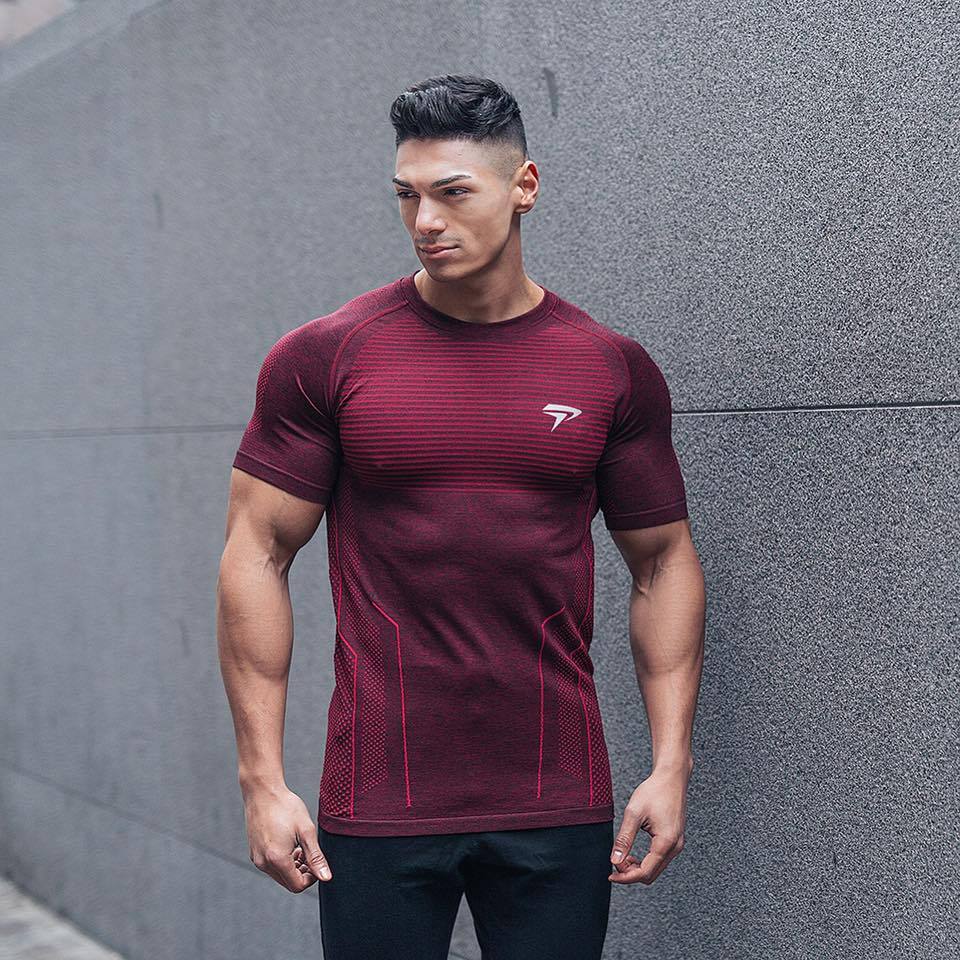 T-shirt d'entraînement à manches courtes en coton à séchage rapide pour homme