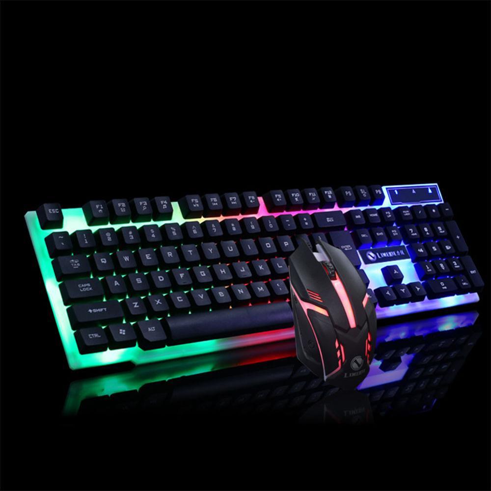 Gaming Keyboard and Mouse Set Wired USB Backlit Ergonomic 104 Keys 1600 DPI