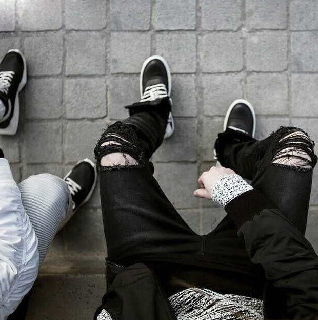 Men's Versatile Comfortable Ruud Jeans in Black & White, Sizes 27-42
