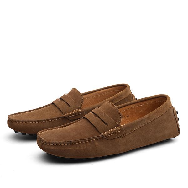 Men's Casual Cowhide Leather Shoes with Rubber Sole