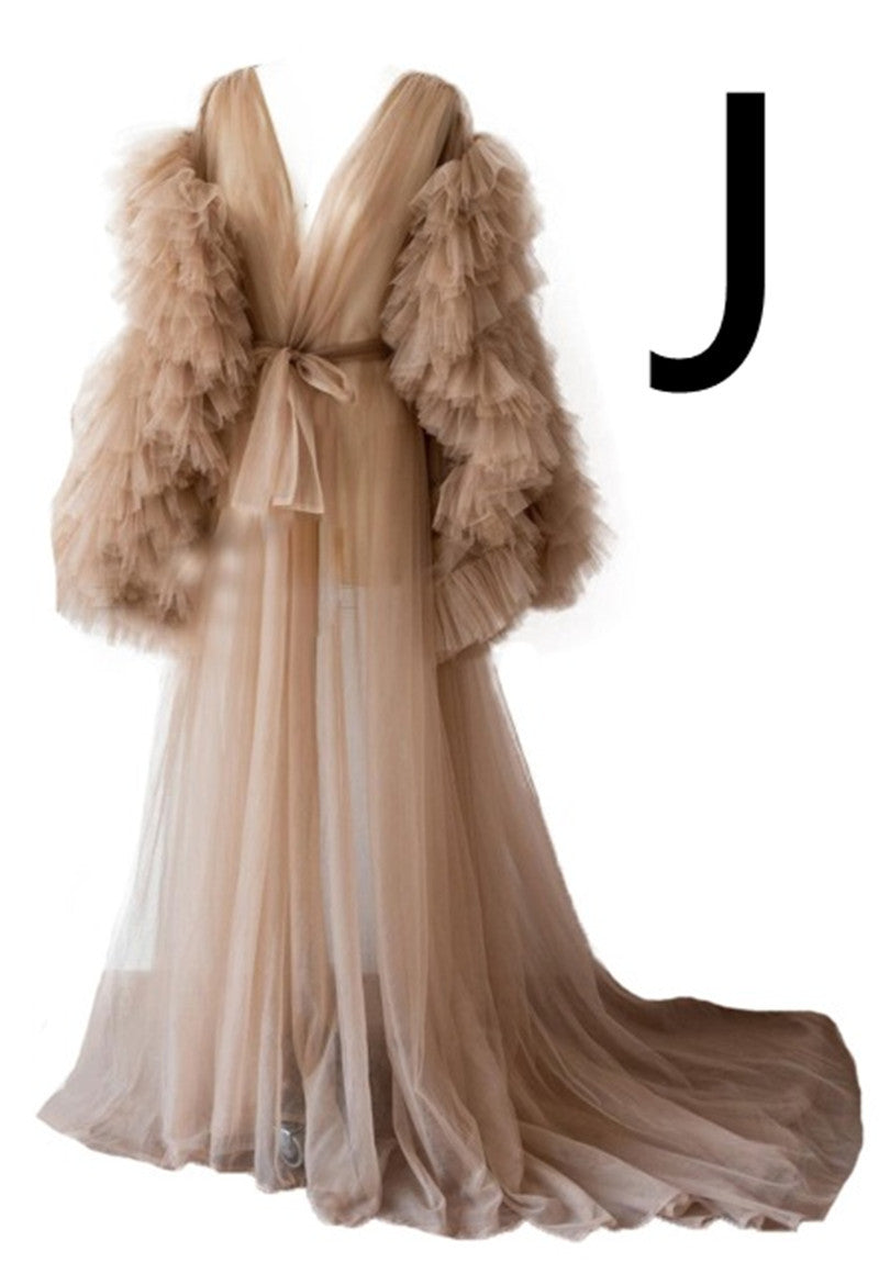 Long Tulle Robe for Pregnant Women Polyester Fiber