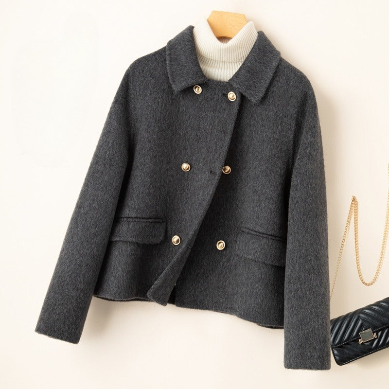 Double-Sided Women's Short Wool Overcoat Small Size