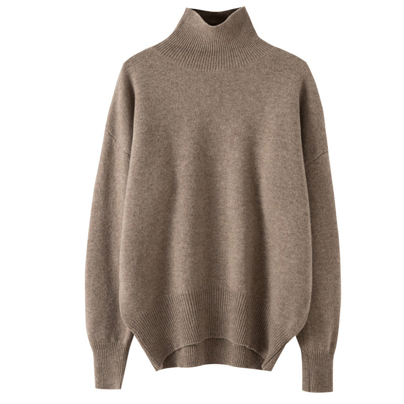 Pull col roulé en cachemire et pure laine extra-épais pour femme