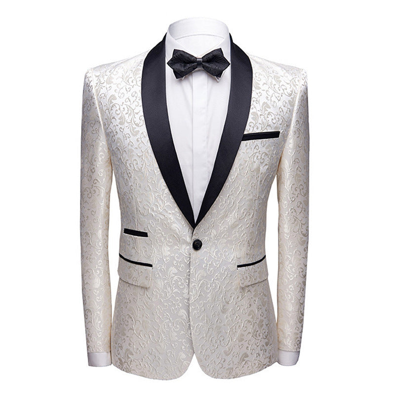 Men's Slim Fit Floral Small Blazer in Black, Blue, Wine Red & Ivory White