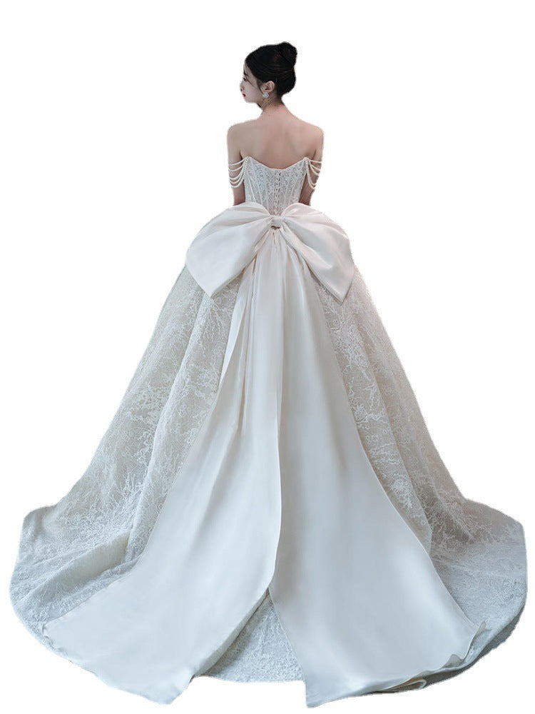 Bandeau French Lace Bridal Wedding Dress Sleeveless Long Skirt