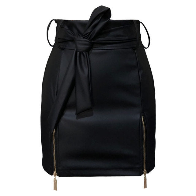 Mini-jupe en similicuir PU pour femme