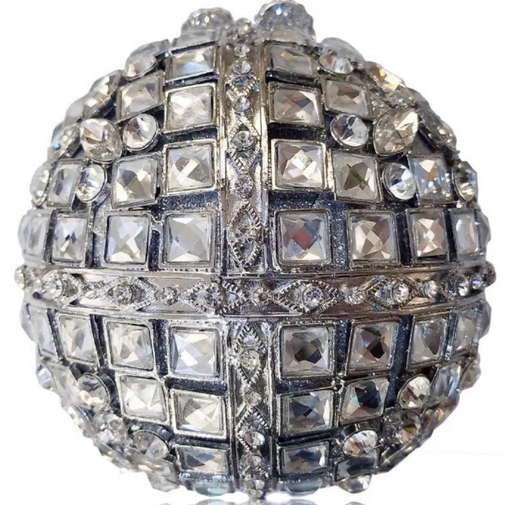 Multicolored Glass Rhinestone Round Ball Clutch Bag with Empty Diamond 10.5cm