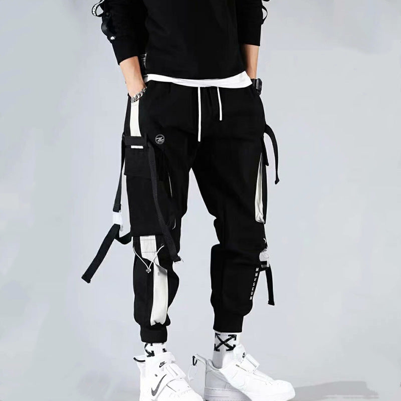 Harlan Black Cargo Pants With Streamers and Small Feet