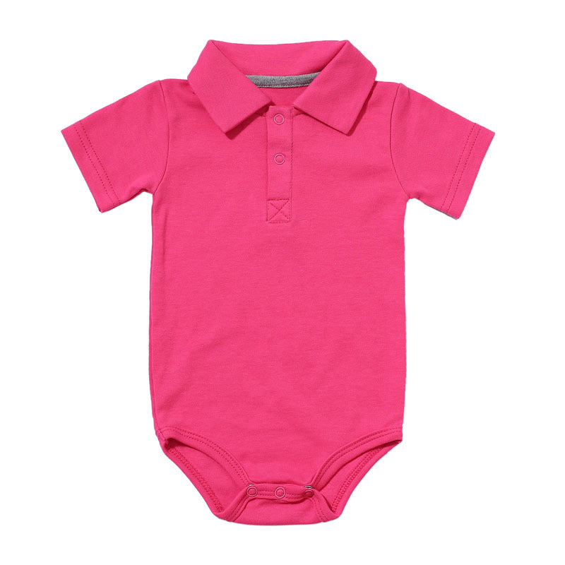 Cotton Short Sleeve Lapel Baby Onesies