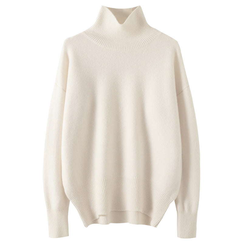 Pull col roulé en cachemire et pure laine extra-épais pour femme