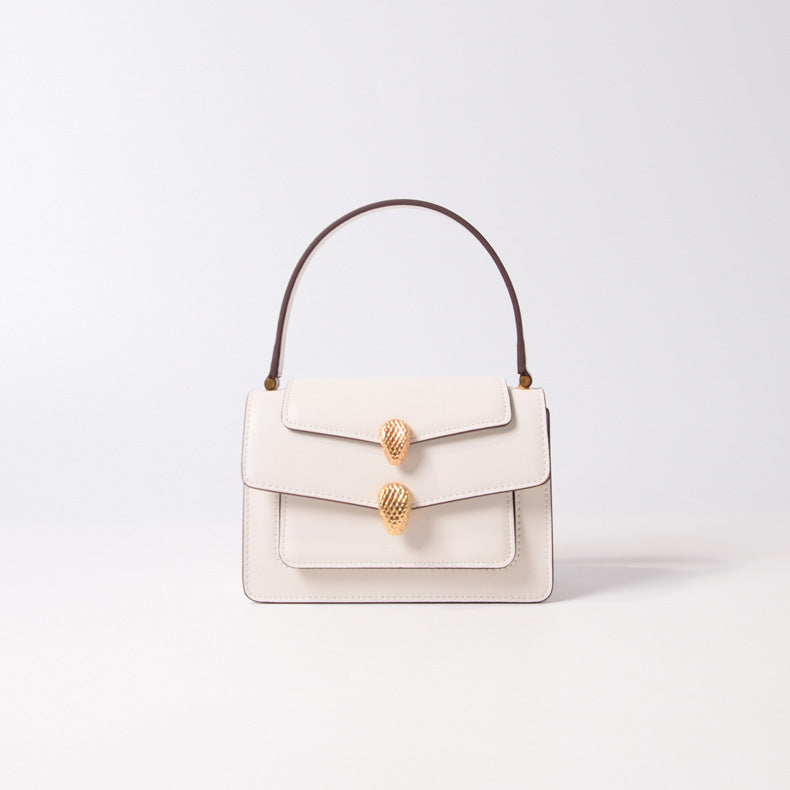 Double Snake Head Small Square Bag with Chain Strap
