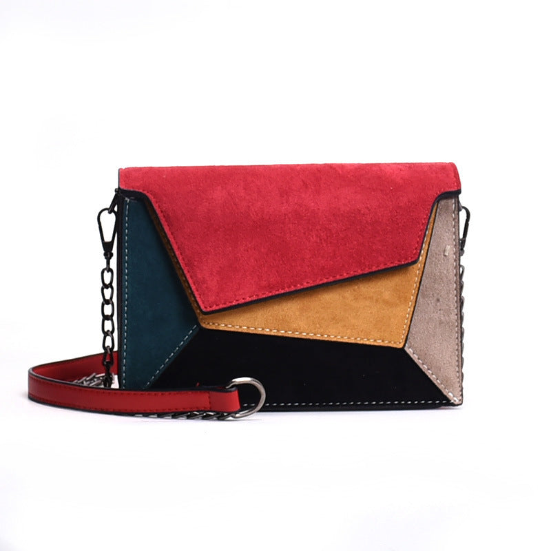 Autumn Colorblock Small Square Shoulder Bag with Magnetic Closure