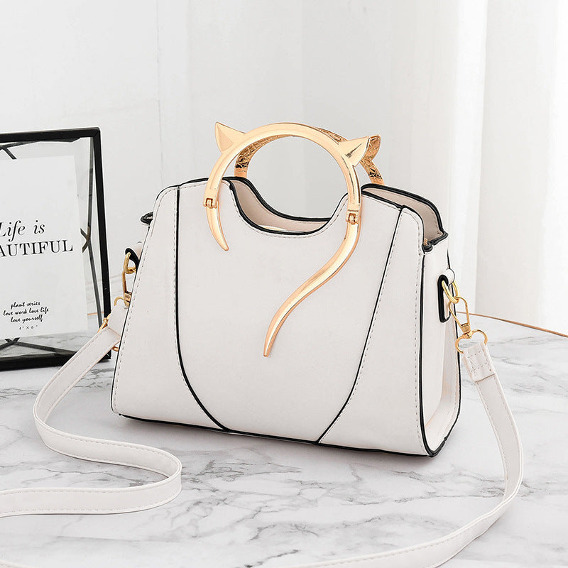 Sac à main rond en cuir PU pour femme, sacoche bandoulière avec fermeture éclair 25x11x19cm