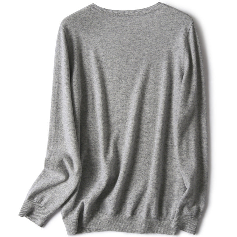 Fine Needle Worsted Round Neck Casual Sweater