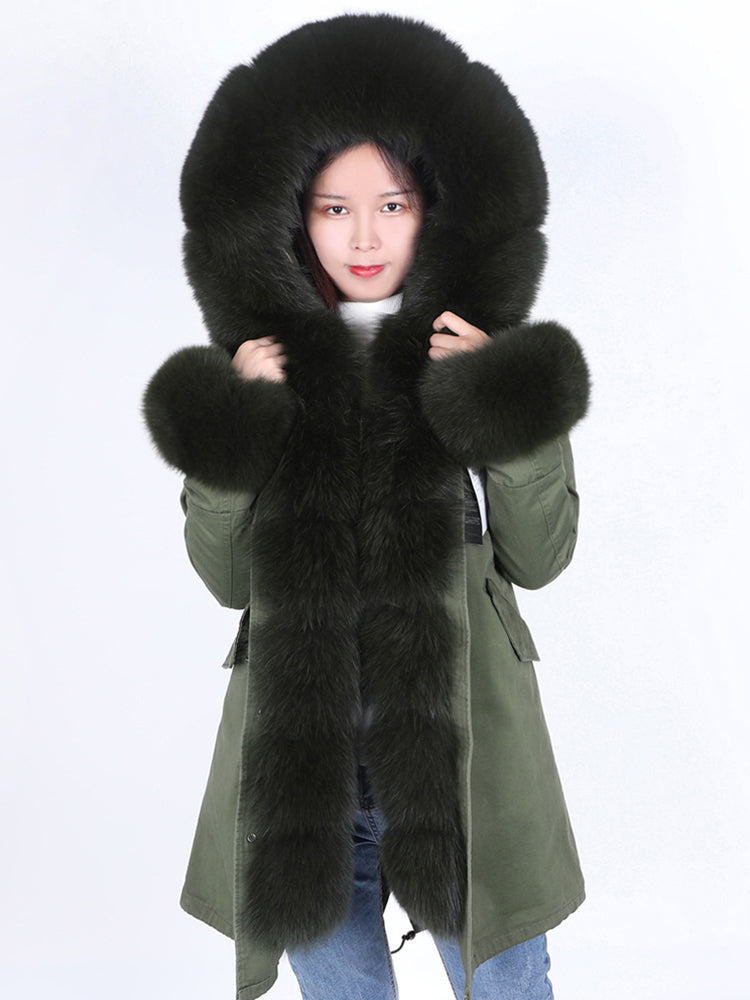 Fur Coat With Detachable Inner Liner and Placket