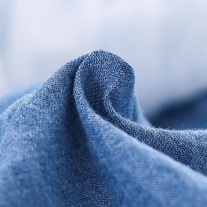 Barboteuse Bébé Fille en Jean de Coton Bleu Clair, Manches Courtes, Été