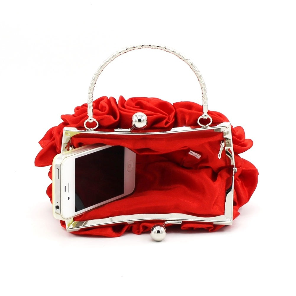 Silk Handheld Rose Bridal Dinner Bag 20x12x5cm