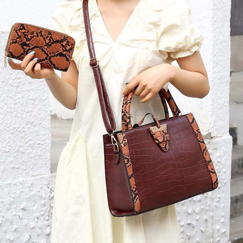 Sac à main deux pièces en PU avec bandoulière unique et poche zippée