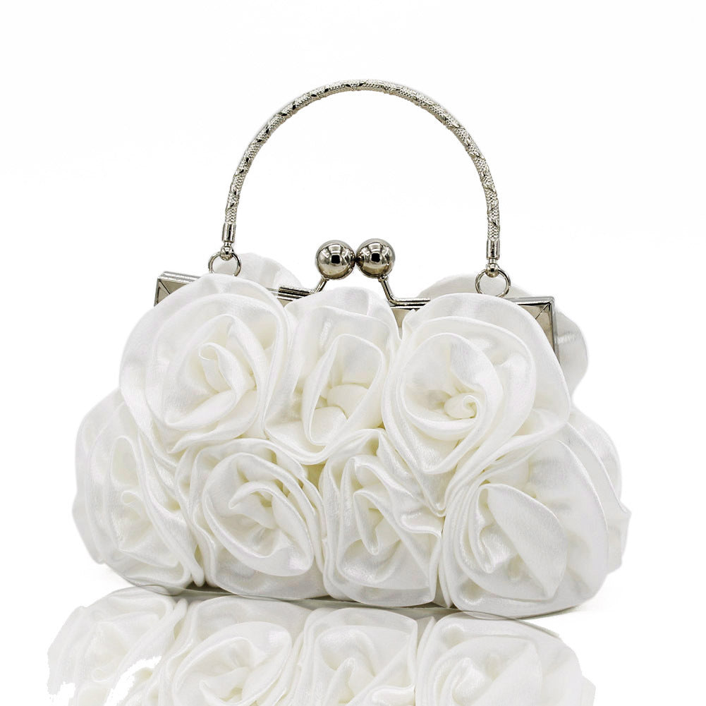 Silk Handheld Rose Bridal Dinner Bag 20x12x5cm