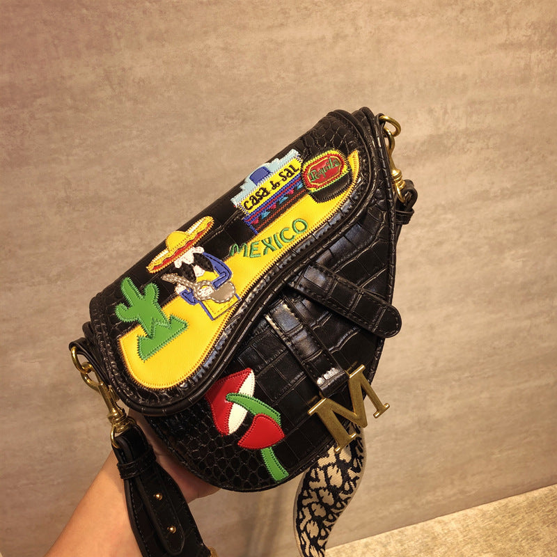 Embroidered Messenger Bag Shoulder Bag Women