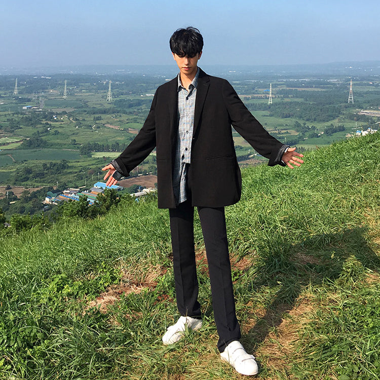Men's Casual Loose Straight Cotton Suit Pants