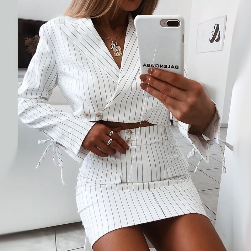 Ensemble Blazer Rayé Deux Pièces