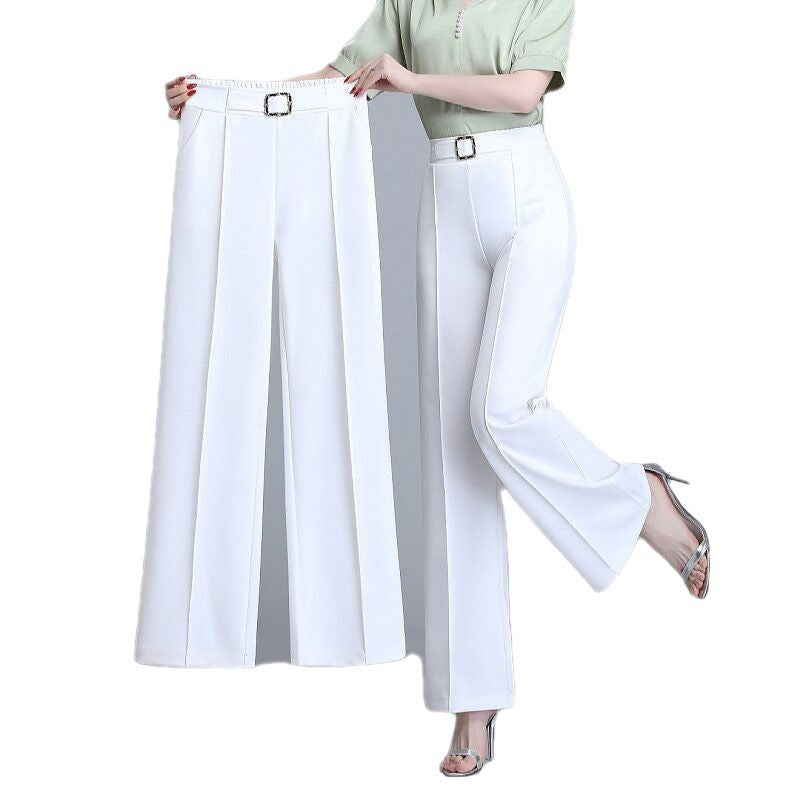 Pantalon Femme Coupe Droite Ample Large en Soie Glacée
