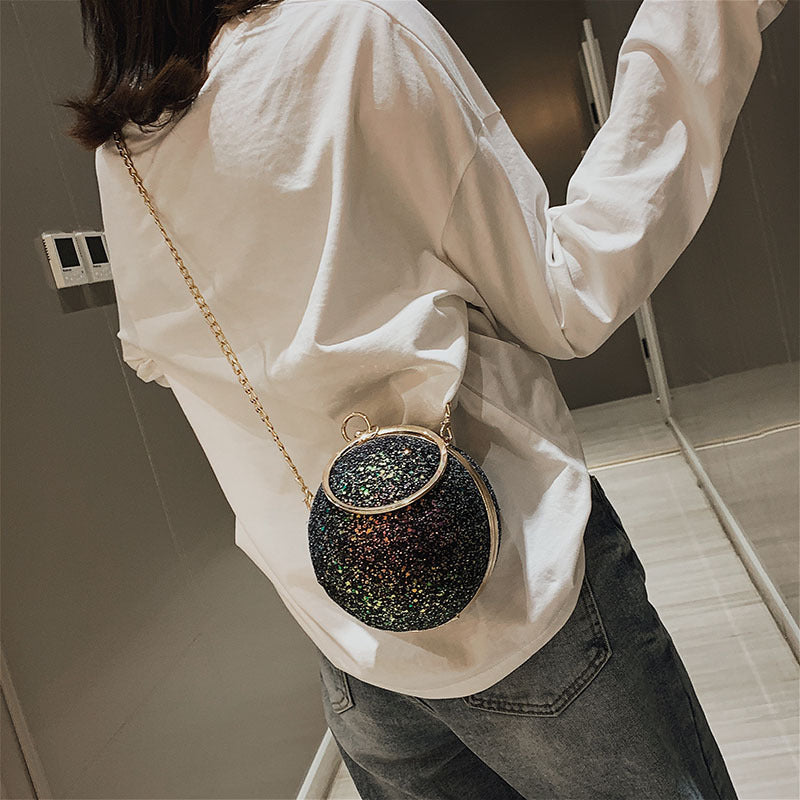 Round Ball Chain PU Messenger Bag for Women