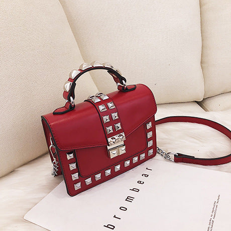 Chain stud shoulder bag