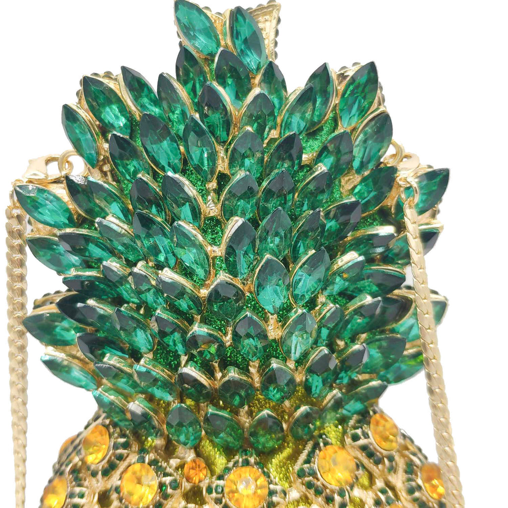 Pochette de soirée en métal ananas et strass 20x10x10cm