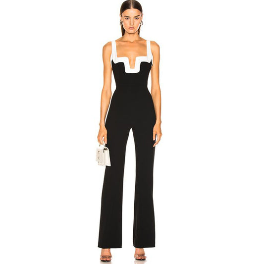 High waist wide leg pants jumpsuit