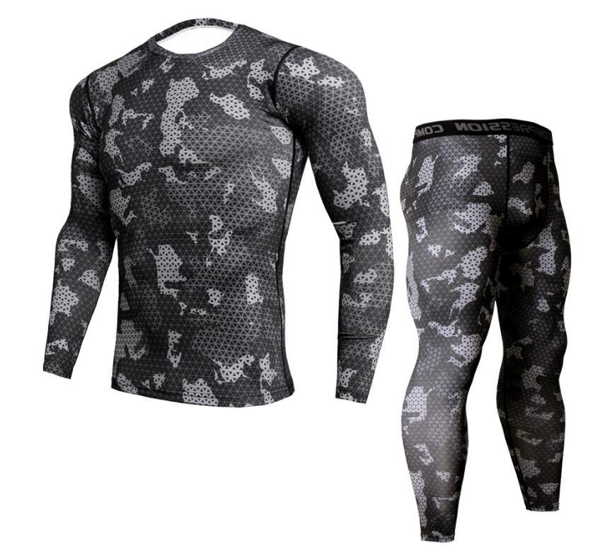 Long Sleeved Tight Fitting Men's Sports Quick Drying Fitness Suit Set