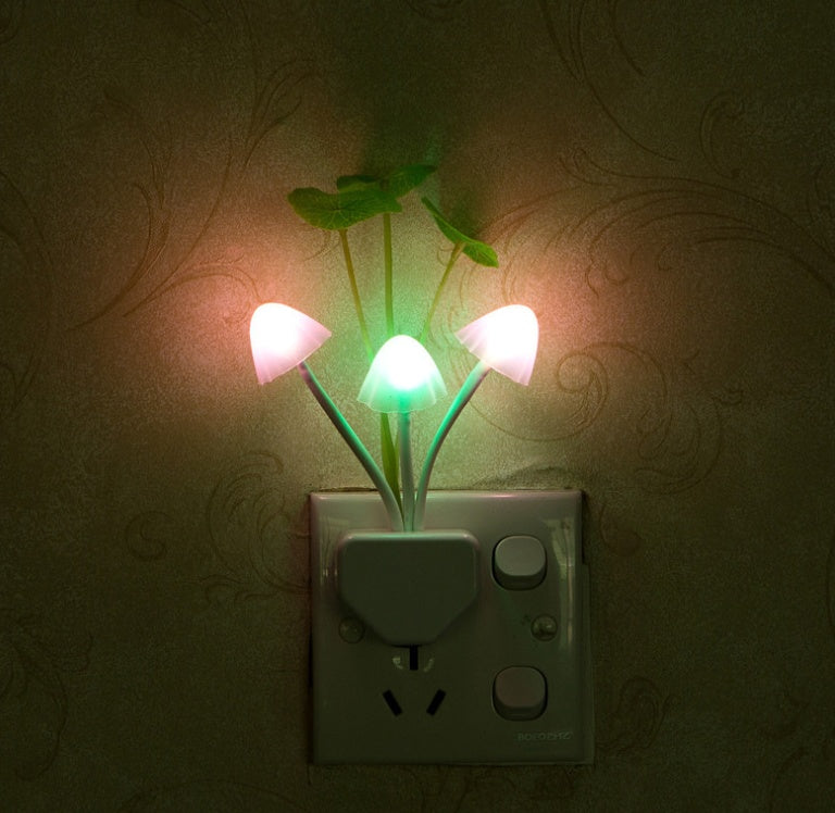 Color LED Mushroom Night Light with Sensor, 3 Colors, 220V