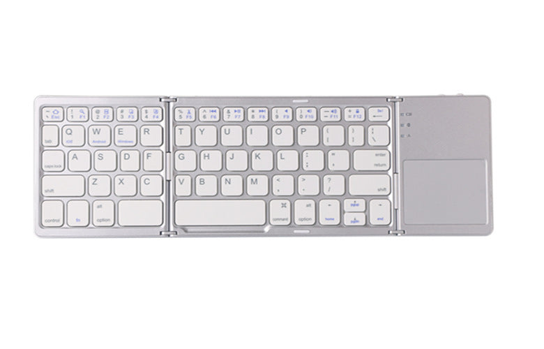Ultra-Thin Tri-Fold Bluetooth Touch Keyboard with Touchpad for iPhone & More