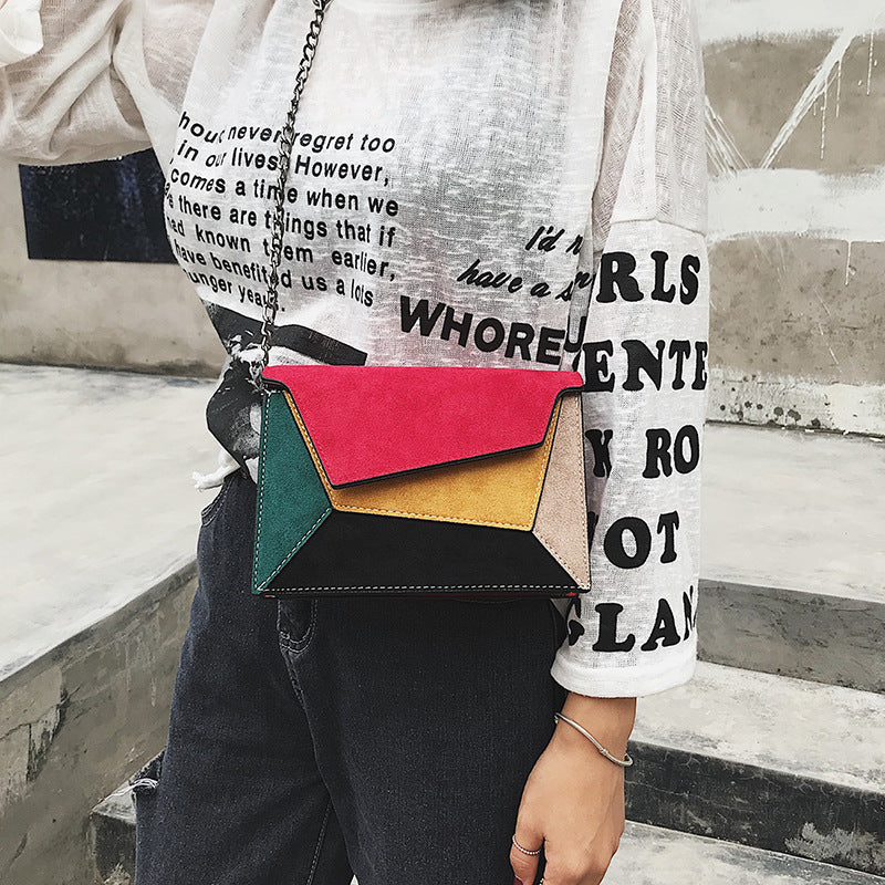 Autumn Colorblock Small Square Shoulder Bag with Magnetic Closure