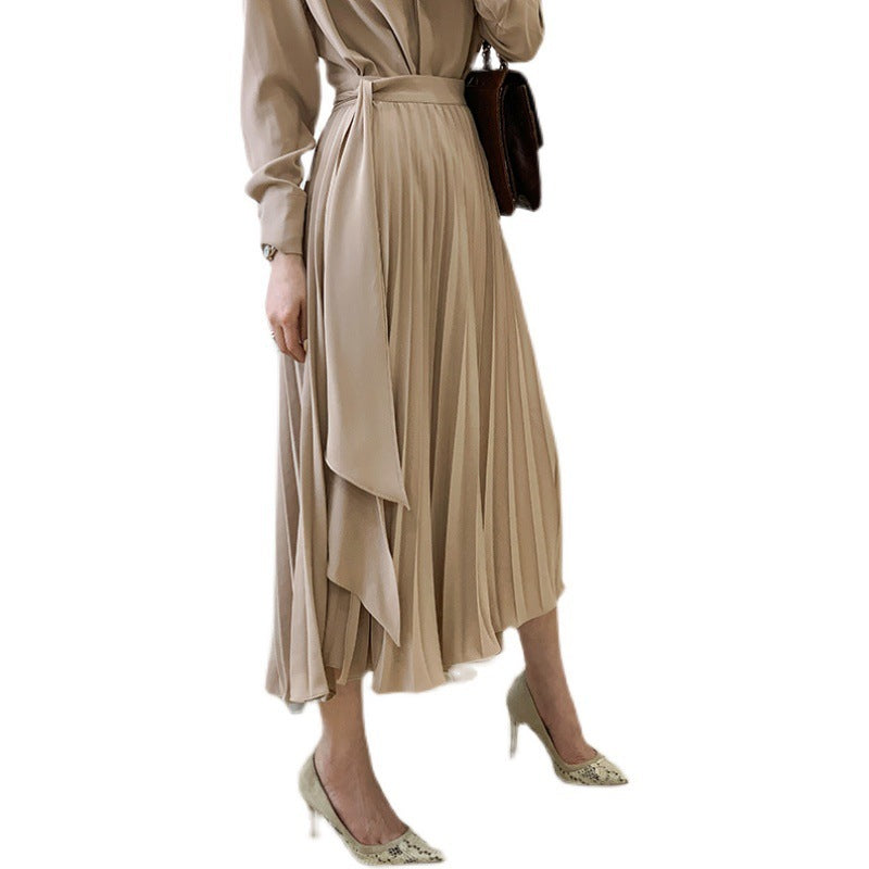 Robe chemise en coton ample et longue, taille décontractée, longueur genoux