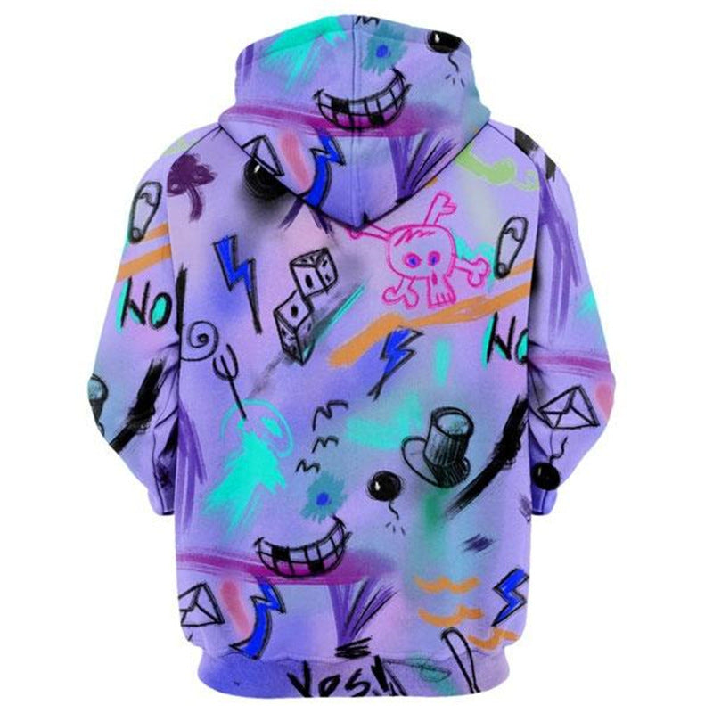 Painted Graffiti Skull Hoodie Polyester Fiber