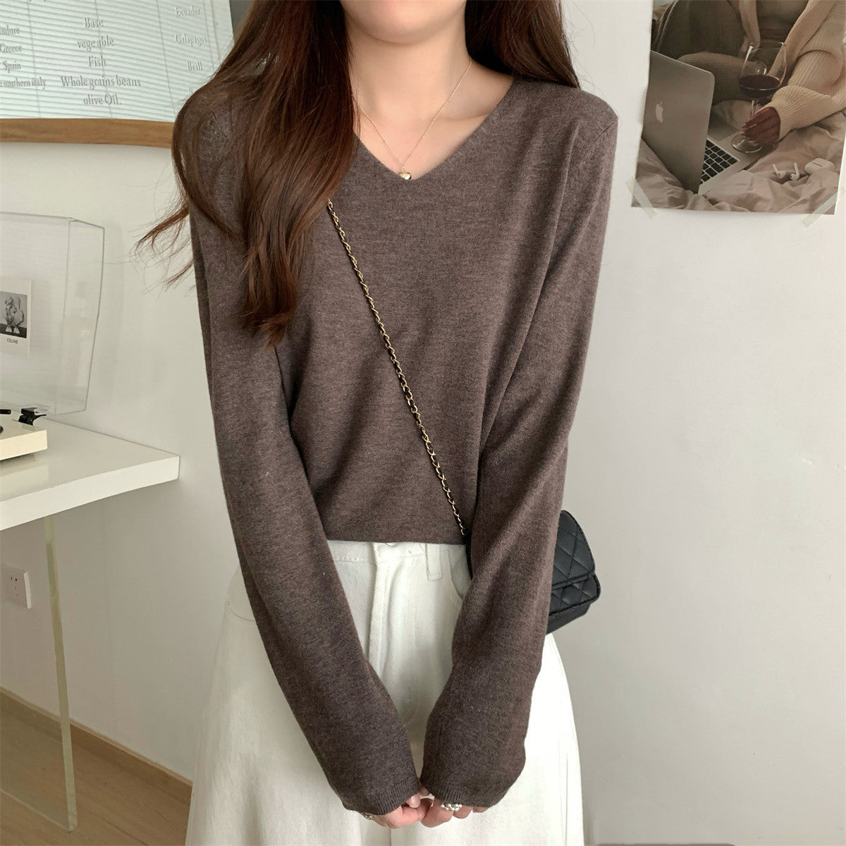 Loose V-Neck Soft Cozy Sweater for Layering