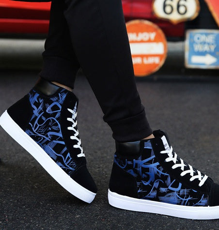 Spring High Top Men's Shoes Korean Edition Non-Slip Sole Sizes 39-44
