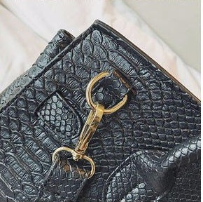 Snake Contrast Platinum Crossbody Bag Medium 31x24x15cm